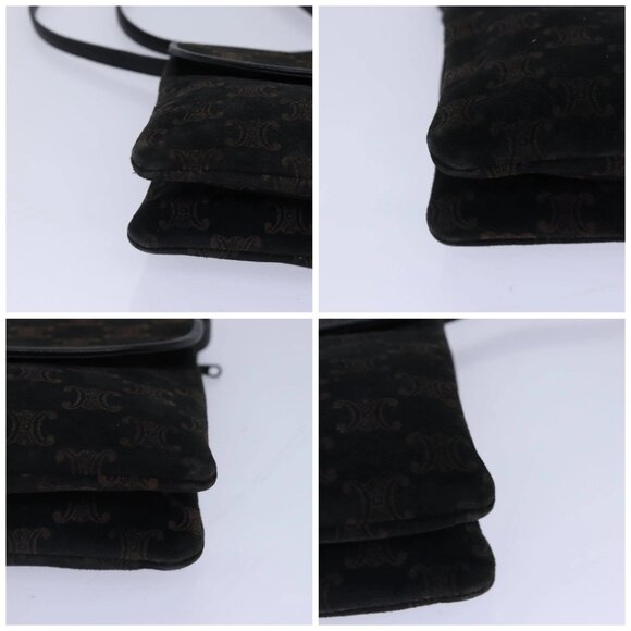 CELINE Macadam Canvas Shoulder Bag Gold Black Auth - Picture 16 of 16